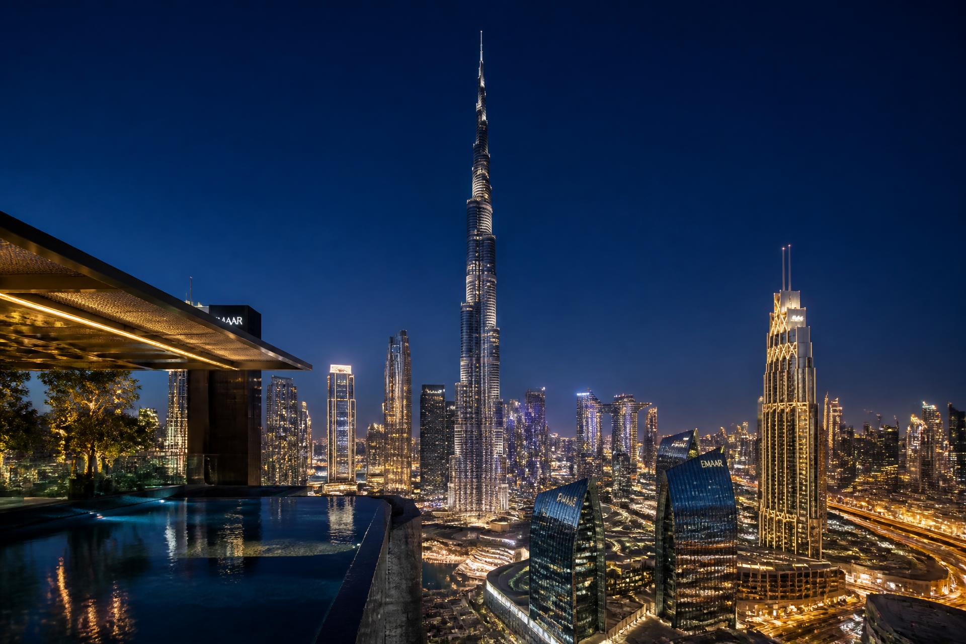 Skyline de Dubaï au crépuscule